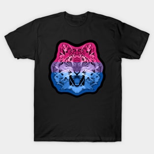 illustrated SNOW LEOPARD PRIDE series (bi pride flag) T-Shirt